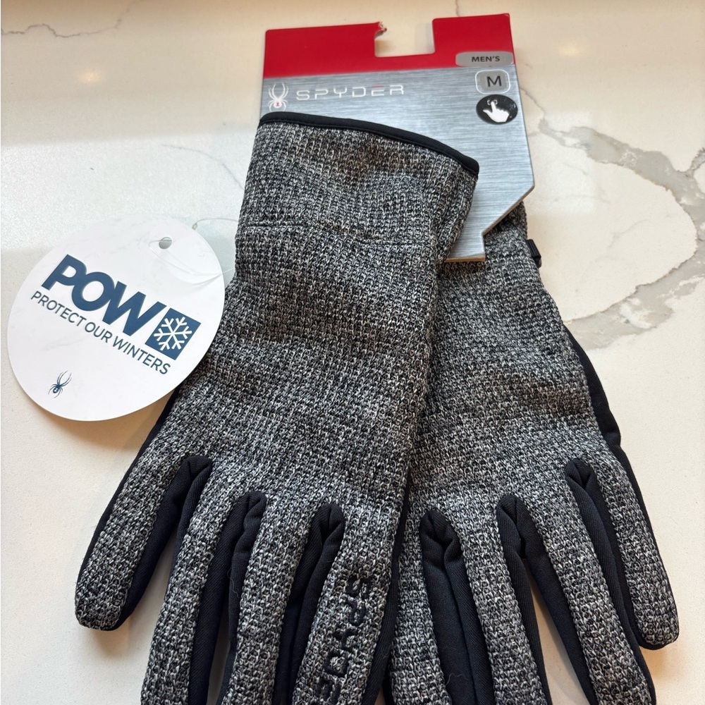 Spyder Men's Charcoal and Black Gloves bandit stryke